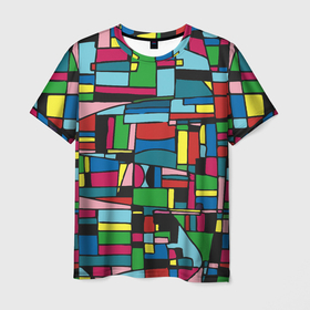 Мужская футболка 3D с принтом Огни ночного Токио в Екатеринбурге, 100% полиэфир | прямой крой, круглый вырез горловины, длина до линии бедер | абстракция | геометрия | город | токио | цвет