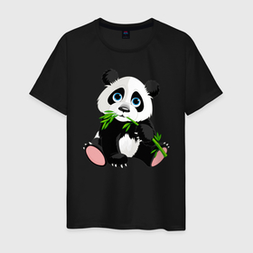 Мужская футболка хлопок с принтом Животные в Новосибирске, 100% хлопок | прямой крой, круглый вырез горловины, длина до линии бедер, слегка спущенное плечо. | бамбук | зверь | медвежонок | мишка | панда