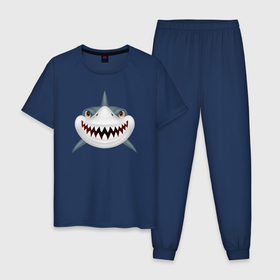 Мужская пижама хлопок с принтом Животные в Курске, 100% хлопок | брюки и футболка прямого кроя, без карманов, на брюках мягкая резинка на поясе и по низу штанин
 | акула | зубы | морские жители | пасть