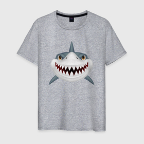 Мужская футболка хлопок с принтом Животные в Тюмени, 100% хлопок | прямой крой, круглый вырез горловины, длина до линии бедер, слегка спущенное плечо. | акула | зубы | морские жители | пасть