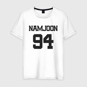 Мужская футболка хлопок с принтом BTS   Namjoon (RM) 94 , 100% хлопок | прямой крой, круглый вырез горловины, длина до линии бедер, слегка спущенное плечо. | Тематика изображения на принте: boysband | bts | bts rm | k pop | korea | korean | music | namjoon | namjoon 94 | rap monster | бтс | бтс рм | к поп | кей поп | корейская | корейский | корея | кпоп | музыка | намджун | намжун | рэп монстр