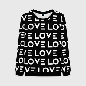 Мужской свитшот 3D с принтом LOVE (Черно Белое) в городе Новоалтайск, 100% полиэстер с мягким внутренним слоем | круглый вырез горловины, мягкая резинка на манжетах и поясе, свободная посадка по фигуре | любовь | минимализм | слова | типография
