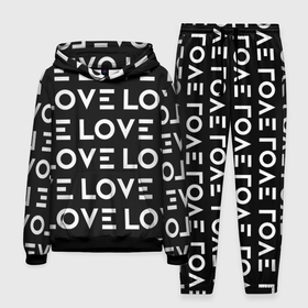 Мужской костюм 3D (с толстовкой) с принтом LOVE (Черно Белое) в городе Новоалтайск,  |  | Тематика изображения на принте: любовь | минимализм | слова | типография