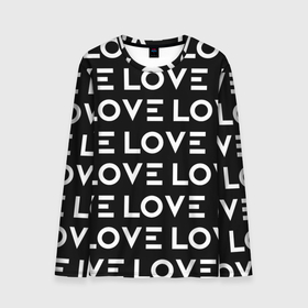 Мужской лонгслив 3D с принтом LOVE (Черно Белое) в городе Новоалтайск, 100% полиэстер | длинные рукава, круглый вырез горловины, полуприлегающий силуэт | любовь | минимализм | слова | типография