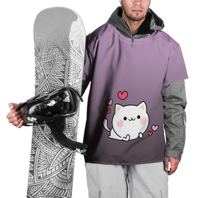 Накидка на куртку 3D с принтом влюбленный котенок в Санкт-Петербурге, 100% полиэстер |  | влюбленный | градиент | котенок | котик | любовь | мем | минимализм | подарок любимому | простой | рисунок | сердечки | смотри как на героя | чувства | эмодзи