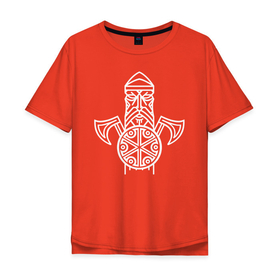 Мужская футболка хлопок Oversize с принтом Перун Бог Воинов в Екатеринбурге, 100% хлопок | свободный крой, круглый ворот, “спинка” длиннее передней части | бог | бог воинов | бог мудрости | бог нави | велес | громовержец | перун | с богом | с велесом | с перуном | славянский бог | языческий