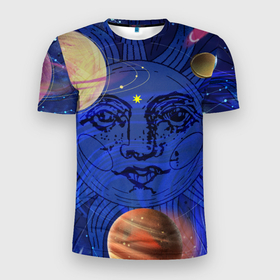 Мужская футболка 3D спортивная с принтом Астрология планет в Санкт-Петербурге, 100% полиэстер с улучшенными характеристиками | приталенный силуэт, круглая горловина, широкие плечи, сужается к линии бедра | Тематика изображения на принте: астрология | звезды | космос | планеты | созвездия