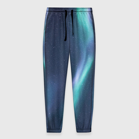 Мужские брюки 3D с принтом Северное Сияние в Курске, 100% полиэстер | манжеты по низу, эластичный пояс регулируется шнурком, по бокам два кармана без застежек, внутренняя часть кармана из мелкой сетки | звёздное небо | зелёный | северное небо. | синий | фиолетовый