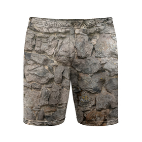 Мужские шорты спортивные с принтом Сломанная стена в Тюмени,  |  | абстракция | камни | стена | текстура | фон