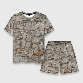 Мужской костюм с шортами 3D с принтом Сломанная стена в Курске,  |  | Тематика изображения на принте: абстракция | камни | стена | текстура | фон