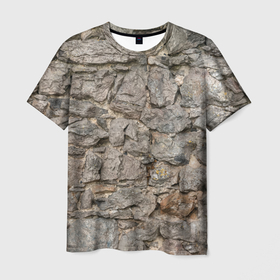 Мужская футболка 3D с принтом Сломанная стена в Тюмени, 100% полиэфир | прямой крой, круглый вырез горловины, длина до линии бедер | Тематика изображения на принте: абстракция | камни | стена | текстура | фон