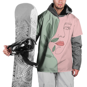 Накидка на куртку 3D с принтом девушка с листьями в Тюмени, 100% полиэстер |  | 8 марта | весна | девушке | женский | мама | подарок | тренд | феминизм | цветы