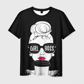 Мужская футболка 3D с принтом Girl Boss в Курске, 100% полиэфир | прямой крой, круглый вырез горловины, длина до линии бедер | Тематика изображения на принте: 8 марта | лучшая в мире | мама | подарок | подарок женщине | подарок любимым | подарок на 8 марта | самая лучшая  в мире | семья