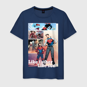 Мужская футболка хлопок с принтом SUPERMAN & SUPERBOY в Белгороде, 100% хлопок | прямой крой, круглый вырез горловины, длина до линии бедер, слегка спущенное плечо. | clark kent | dc | dc comics | john kent | metropolys | smallwille | superboy | superhero | superman | supermen | superson | джон кент | диси | диси комиксы | кларк кент | метрополис | смолвиль | супербой | супермен | суперсын