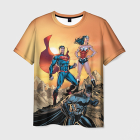 Мужская футболка 3D с принтом Лига Справедливости в Белгороде, 100% полиэфир | прямой крой, круглый вырез горловины, длина до линии бедер | batman | justice league | superman | vdzabma | wonder woman | бэтмен | лига справедливости | супермен | чудо женщина