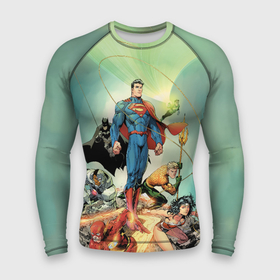 Мужской рашгард 3D с принтом Лига Справедливости ,  |  | aquaman | batman | green lantern | justice league | superman | the flash | vdzabma | wonder woman | аквамен | бэтмен | зеленый фонарь | лига справедливости | супермен | флэш | чудо женщина