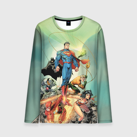 Мужской лонгслив 3D с принтом Лига Справедливости в Белгороде, 100% полиэстер | длинные рукава, круглый вырез горловины, полуприлегающий силуэт | aquaman | batman | green lantern | justice league | superman | the flash | vdzabma | wonder woman | аквамен | бэтмен | зеленый фонарь | лига справедливости | супермен | флэш | чудо женщина