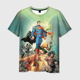 Мужская футболка 3D с принтом Лига Справедливости , 100% полиэфир | прямой крой, круглый вырез горловины, длина до линии бедер | aquaman | batman | green lantern | justice league | superman | the flash | vdzabma | wonder woman | аквамен | бэтмен | зеленый фонарь | лига справедливости | супермен | флэш | чудо женщина