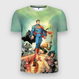 Мужская футболка 3D спортивная с принтом Лига Справедливости в Новосибирске, 100% полиэстер с улучшенными характеристиками | приталенный силуэт, круглая горловина, широкие плечи, сужается к линии бедра | aquaman | batman | green lantern | justice league | superman | the flash | vdzabma | wonder woman | аквамен | бэтмен | зеленый фонарь | лига справедливости | супермен | флэш | чудо женщина