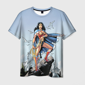 Мужская футболка 3D с принтом Чудо-Женщина в Белгороде, 100% полиэфир | прямой крой, круглый вырез горловины, длина до линии бедер | justice league | vdzabma | wonder woman | лига справедливости | чудо женщина