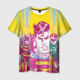 Мужская футболка 3D с принтом Лига Справедливости , 100% полиэфир | прямой крой, круглый вырез горловины, длина до линии бедер | batman | green lantern | justice league | superman | vdzabma | бэтмен | зеленый фонарь | лига справедливости | супермен