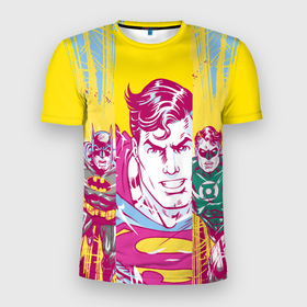 Мужская футболка 3D спортивная с принтом Лига Справедливости , 100% полиэстер с улучшенными характеристиками | приталенный силуэт, круглая горловина, широкие плечи, сужается к линии бедра | batman | green lantern | justice league | superman | vdzabma | бэтмен | зеленый фонарь | лига справедливости | супермен