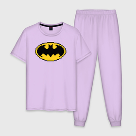 Мужская пижама хлопок с принтом Batman 8 bit в Екатеринбурге, 100% хлопок | брюки и футболка прямого кроя, без карманов, на брюках мягкая резинка на поясе и по низу штанин
 | batman | justice league | vdzabma | бэтмен | лига справедливости