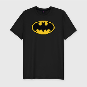 Мужская футболка хлопок Slim с принтом Batman 8 bit в Белгороде, 92% хлопок, 8% лайкра | приталенный силуэт, круглый вырез ворота, длина до линии бедра, короткий рукав | batman | justice league | vdzabma | бэтмен | лига справедливости