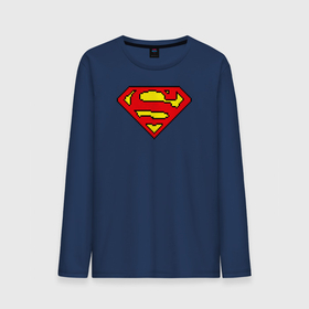 Мужской лонгслив хлопок с принтом Superman 8 bit , 100% хлопок |  | justice league | superman | vdzabma | лига справедливости | супермен