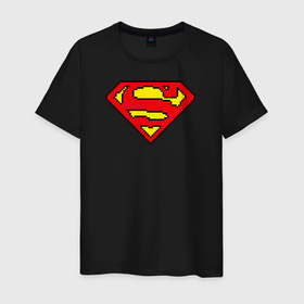 Мужская футболка хлопок с принтом Superman 8 bit в Курске, 100% хлопок | прямой крой, круглый вырез горловины, длина до линии бедер, слегка спущенное плечо. | justice league | superman | vdzabma | лига справедливости | супермен