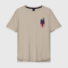 Мужская футболка хлопок Oversize с принтом Superman 8 bit в Санкт-Петербурге, 100% хлопок | свободный крой, круглый ворот, “спинка” длиннее передней части | justice league | superman | vdzabma | лига справедливости | супермен