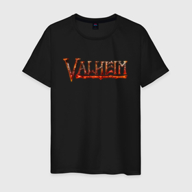 Мужская футболка хлопок с принтом Valheim огненный лого , 100% хлопок | прямой крой, круглый вырез горловины, длина до линии бедер, слегка спущенное плечо. | fantasy | mmo | valheim | valve | валхейм | викинги | выживалка | игра | королевская битва | ммо | ролевая игра | фэнтази