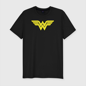 Мужская футболка хлопок Slim с принтом Wonder Woman 8 bit в Петрозаводске, 92% хлопок, 8% лайкра | приталенный силуэт, круглый вырез ворота, длина до линии бедра, короткий рукав | justice league | vdzabma | wonder woman | лига справедливости | чудо женщина