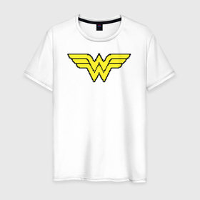 Мужская футболка хлопок с принтом Wonder Woman 8 bit в Белгороде, 100% хлопок | прямой крой, круглый вырез горловины, длина до линии бедер, слегка спущенное плечо. | Тематика изображения на принте: justice league | vdzabma | wonder woman | лига справедливости | чудо женщина