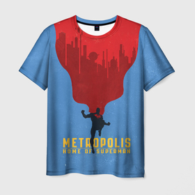 Мужская футболка 3D с принтом Metropolis в Белгороде, 100% полиэфир | прямой крой, круглый вырез горловины, длина до линии бедер | superman | vdzabma | супермен