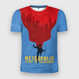 Мужская футболка 3D спортивная с принтом Metropolis , 100% полиэстер с улучшенными характеристиками | приталенный силуэт, круглая горловина, широкие плечи, сужается к линии бедра | superman | vdzabma | супермен
