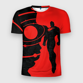 Мужская футболка 3D Slim с принтом Супермен в Санкт-Петербурге, 100% полиэстер с улучшенными характеристиками | приталенный силуэт, круглая горловина, широкие плечи, сужается к линии бедра | superman | vdzabma | супермен