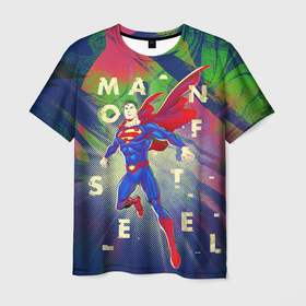 Мужская футболка 3D с принтом Man Of Steel в Новосибирске, 100% полиэфир | прямой крой, круглый вырез горловины, длина до линии бедер | superman | vdzabma | супермен
