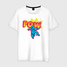 Мужская футболка хлопок с принтом POW в Петрозаводске, 100% хлопок | прямой крой, круглый вырез горловины, длина до линии бедер, слегка спущенное плечо. | superman | vdzabma | супермен