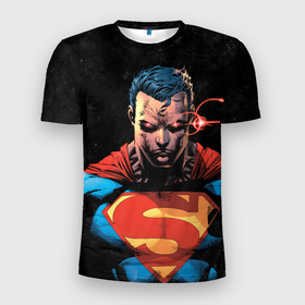 Мужская футболка 3D Slim с принтом Superman в Белгороде, 100% полиэстер с улучшенными характеристиками | приталенный силуэт, круглая горловина, широкие плечи, сужается к линии бедра | superman | vdzabma | супермен