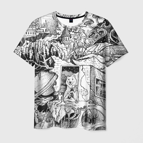 Мужская футболка 3D с принтом дудлогод в Петрозаводске, 100% полиэфир | прямой крой, круглый вырез горловины, длина до линии бедер | графика | дудл | сюр | фентази