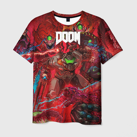 Мужская футболка 3D с принтом Doom | Палач Рока в Курске, 100% полиэфир | прямой крой, круглый вырез горловины, длина до линии бедер | doom | doom slayer | doomguy | hell walker | the doom slayer | дум | думгай | палач рока