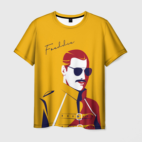 Мужская футболка 3D с принтом QUEEN FREDDY в Санкт-Петербурге, 100% полиэфир | прямой крой, круглый вырез горловины, длина до линии бедер | english | freddy | music | queen | rock | автограф | британия | королева | куин | музыка | рок | фредди меркури