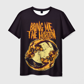 Мужская футболка 3D с принтом BRING ME THE HORIZON в Кировске, 100% полиэфир | прямой крой, круглый вырез горловины, длина до линии бедер | band | bring me the horizon | hardcore | metal | music | punk | rock | skull | бринги | группа | метал | музыка | панк | рок | череп