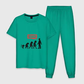 Мужская пижама хлопок с принтом Хватит за мной ходить в Санкт-Петербурге, 100% хлопок | брюки и футболка прямого кроя, без карманов, на брюках мягкая резинка на поясе и по низу штанин
 | надписи | человек | эволюция | юмор