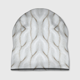 Шапка 3D с принтом Вязанка в Екатеринбурге, 100% полиэстер | универсальный размер, печать по всей поверхности изделия | вязанные вещи | косичка | текстура | тепло | уют