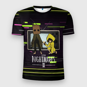 Мужская футболка 3D спортивная с принтом Little Nightmares 2 в Тюмени, 100% полиэстер с улучшенными характеристиками | приталенный силуэт, круглая горловина, широкие плечи, сужается к линии бедра | little nightmares | игра | страшилка | страшная игра | ужас | хоррор