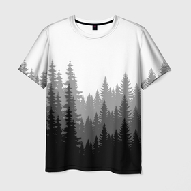 Мужская футболка 3D с принтом Темный Лес , 100% полиэфир | прямой крой, круглый вырез горловины, длина до линии бедер | деревья | ели | лес | минимализм | природа | темный лес
