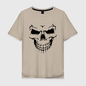 Мужская футболка хлопок Oversize с принтом Зло в Курске, 100% хлопок | свободный крой, круглый ворот, “спинка” длиннее передней части | face | halloween | skull | голова | демон | зловещий | кости | кость | лицо | призрак | скелет | страшный | текстура | хэллоуин | череп