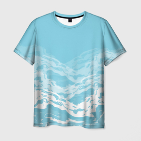 Мужская футболка 3D с принтом Волны в Петрозаводске, 100% полиэфир | прямой крой, круглый вырез горловины, длина до линии бедер | вода | волны | минимализм | море | нежность | природа | рисунок